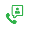 Icon Telefonhörer mit Sprechblase und Person