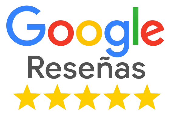 Logotipo de Google Reviews con cuatro estrellas doradas.