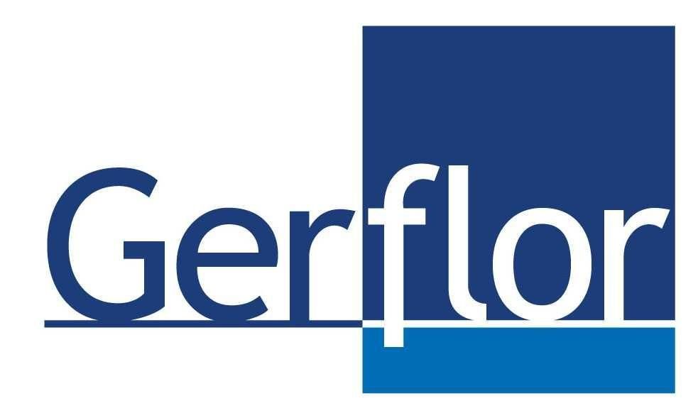 Un logotipo azul y blanco para una empresa llamada Gerflor.