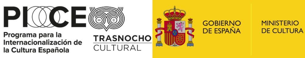 Logotipos para PIOCE, Trasncoho Cultural, Gobierno español y Ministerio de Cultura sobre fondo amarillo.