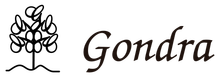 Logotipo con un árbol estilizado y la palabra "Gondra" en fuente cursiva.