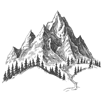 Dessin d'une montagne et d'une forêt