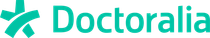 Un logotipo para doctoralia con una flecha verde apuntando hacia abajo.