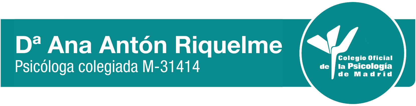 Un cartel azul que dice Ana Antón Riquelme.