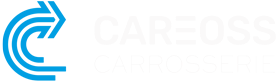 Blaues, stilisiertes „C“-Logo mit blassgrauem „CARESS“-Schriftzug auf weißem Hintergrund