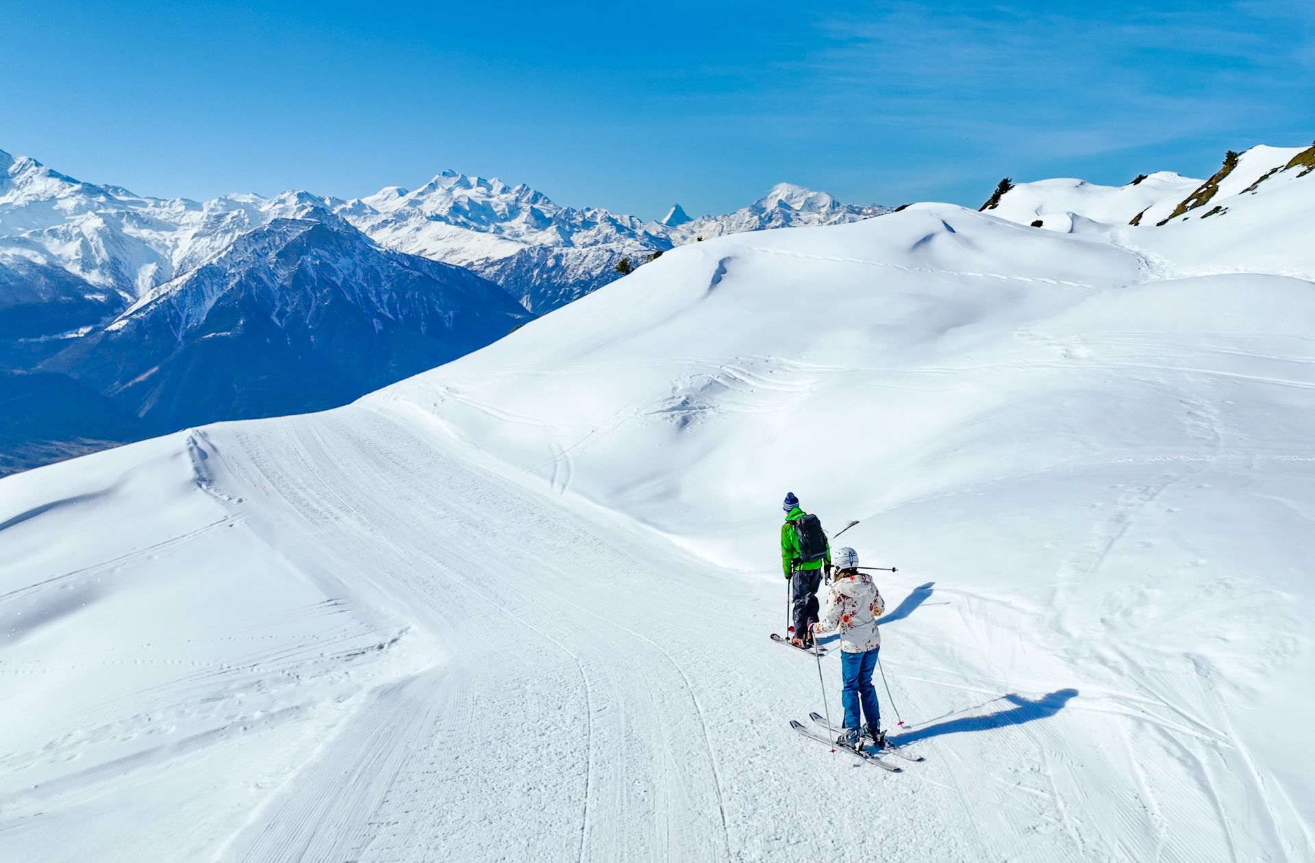 Winterlandschaft, Langlauf Skiläufer