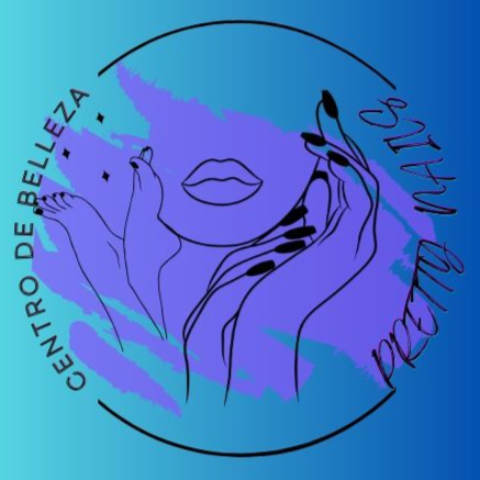 Logotipo: Ilustración de manos y labios, texto “Centro de Belleza Nails”, degradado azul y morado.