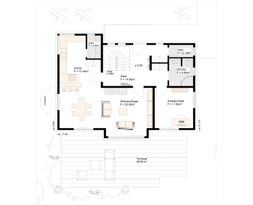 Erdgeschoss - Grundriss Musterhaus
