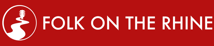 Logo von Folk on the Rhine: weiße Figuren und Text auf rotem Hintergrund.