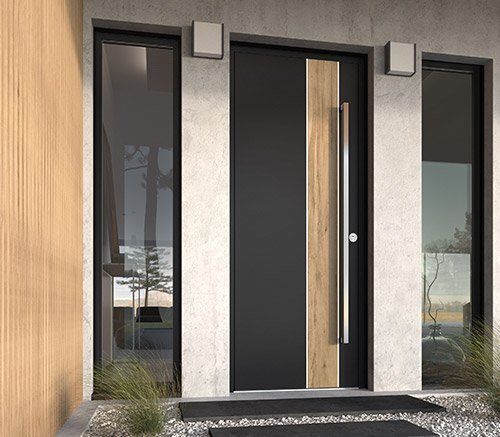 Porte d'entrée de 85mm d'épaisseur mixte aluminium et bois
