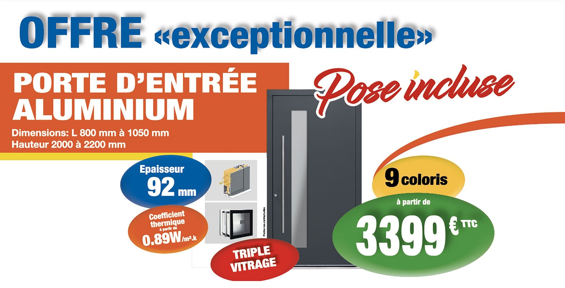 Offre porte d'entrée aluminium