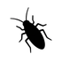 Silhouette noire d'un cafard sur fond blanc