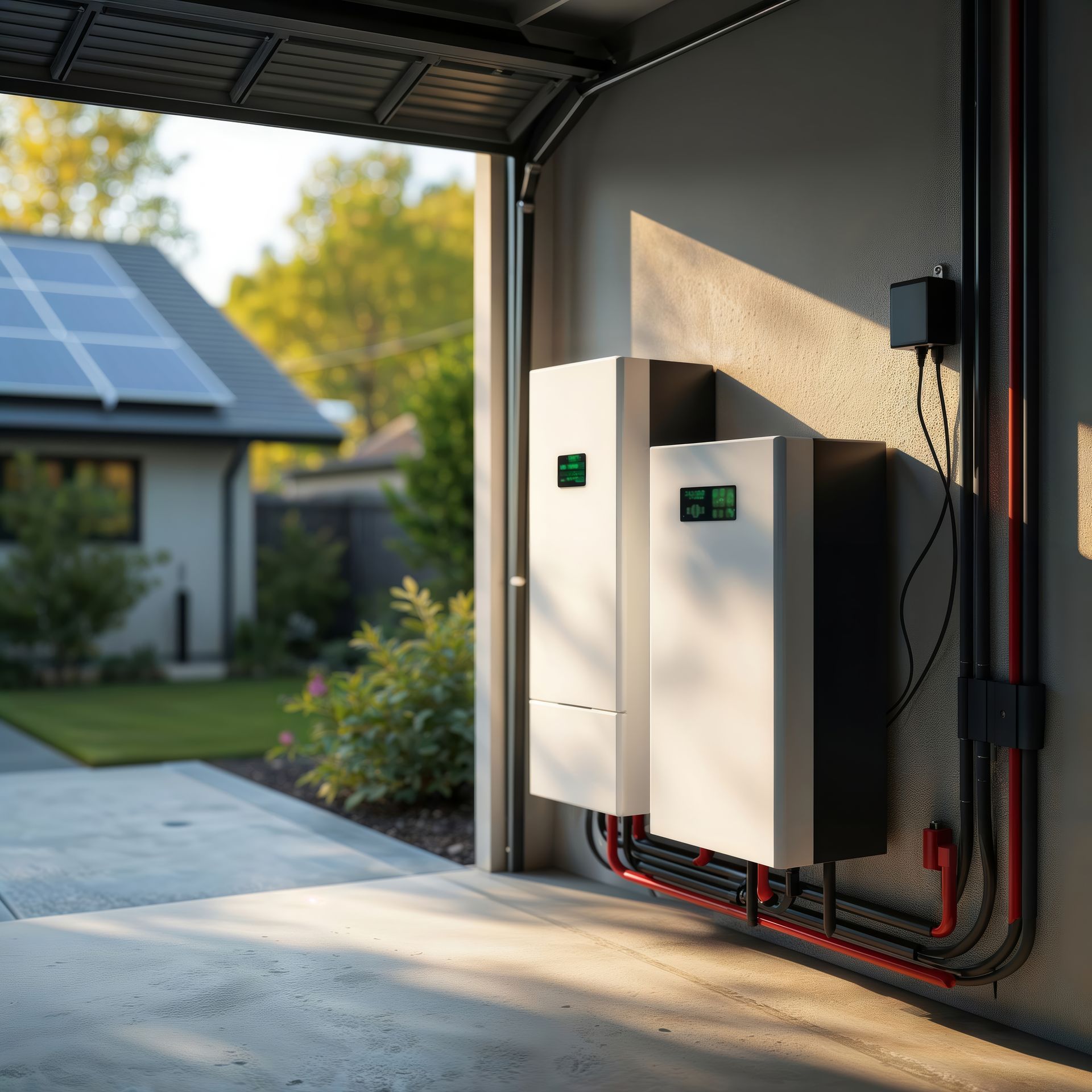 Batteries de stockage dans un garage