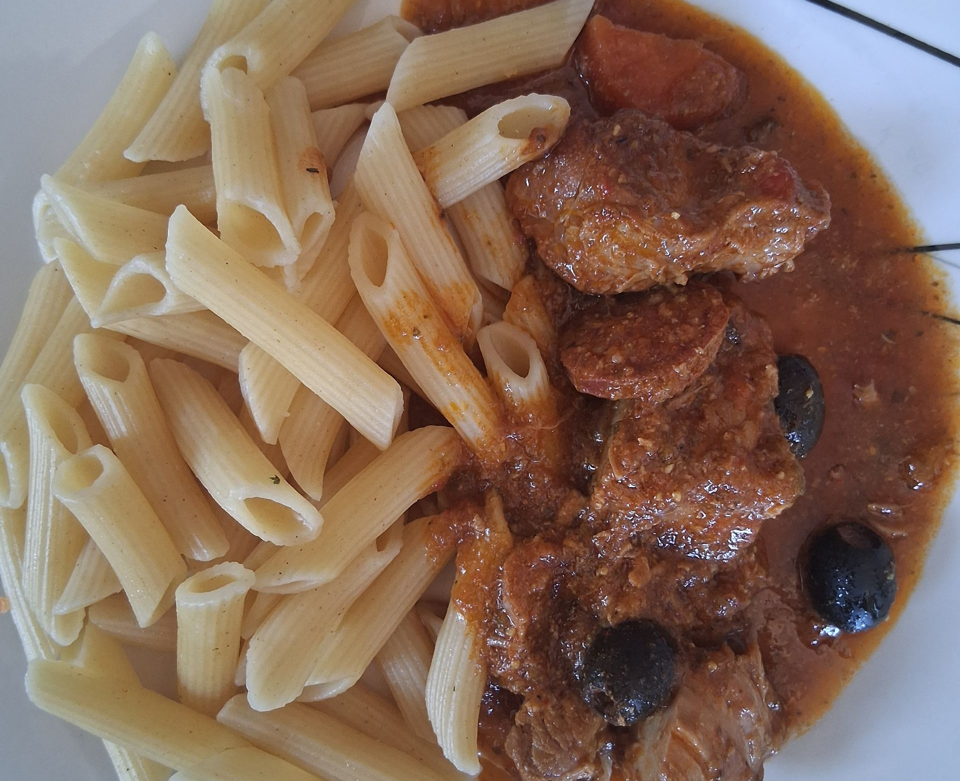 Des pâtes et de la viande