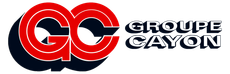 Logo du Groupe Cayon: &laquo;GC&raquo; rouge et bleu fonc&eacute; avec &laquo;GROUPE CAYON&raquo; en blanc.