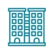 Es un icono de línea de un edificio alto.