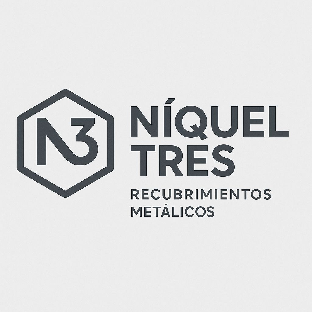 Logo for N&iacute;quel Tres, featuring "N3" inside a hexagon, with text "N&Iacute;QUEL TRES" and "RECUBRIMIENTOS MET&Aacute;LICOS" below.