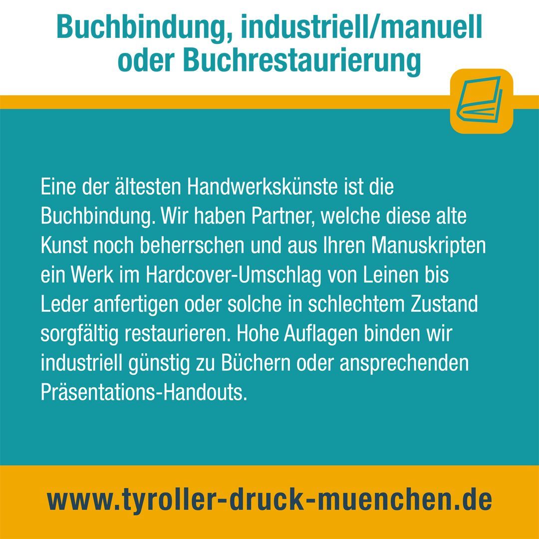 Buchbindung, industriell / manuell oder Buchrestaurierung