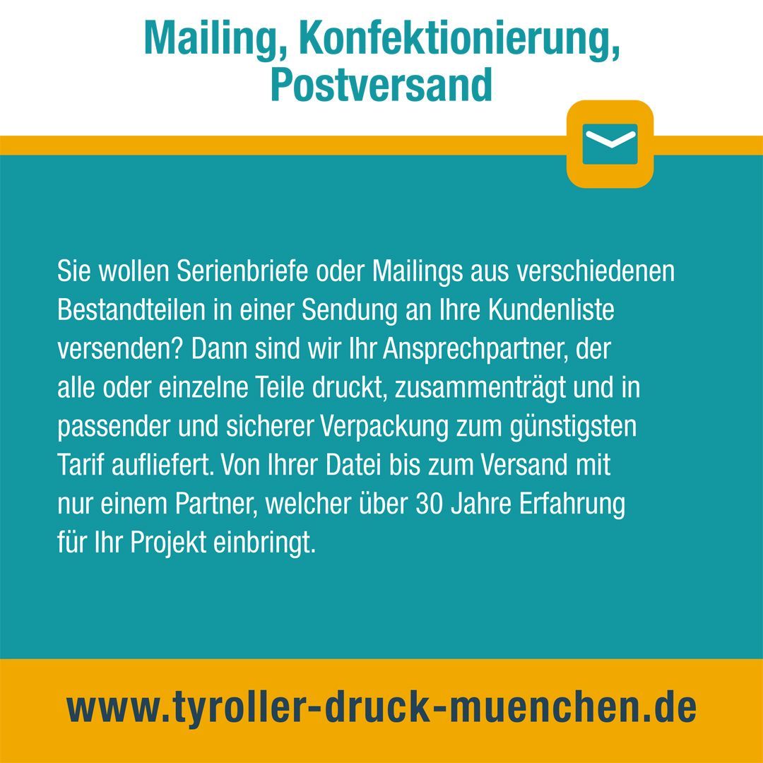 Mailing, Konfektionierung,
Postversand