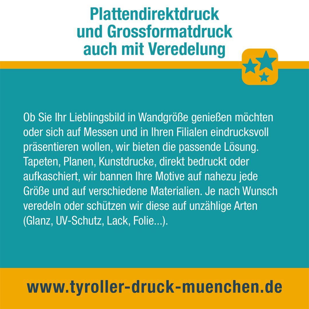 Plattendirektdruck
und Grossformatdruck
auch mit Veredelung