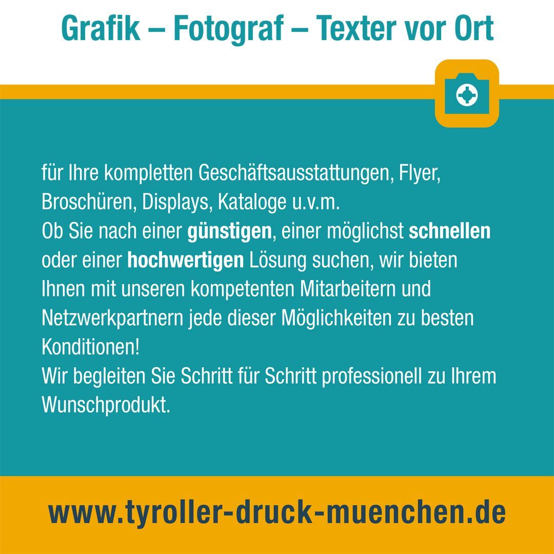 Grafik - Fotograf - Texter vor Ort