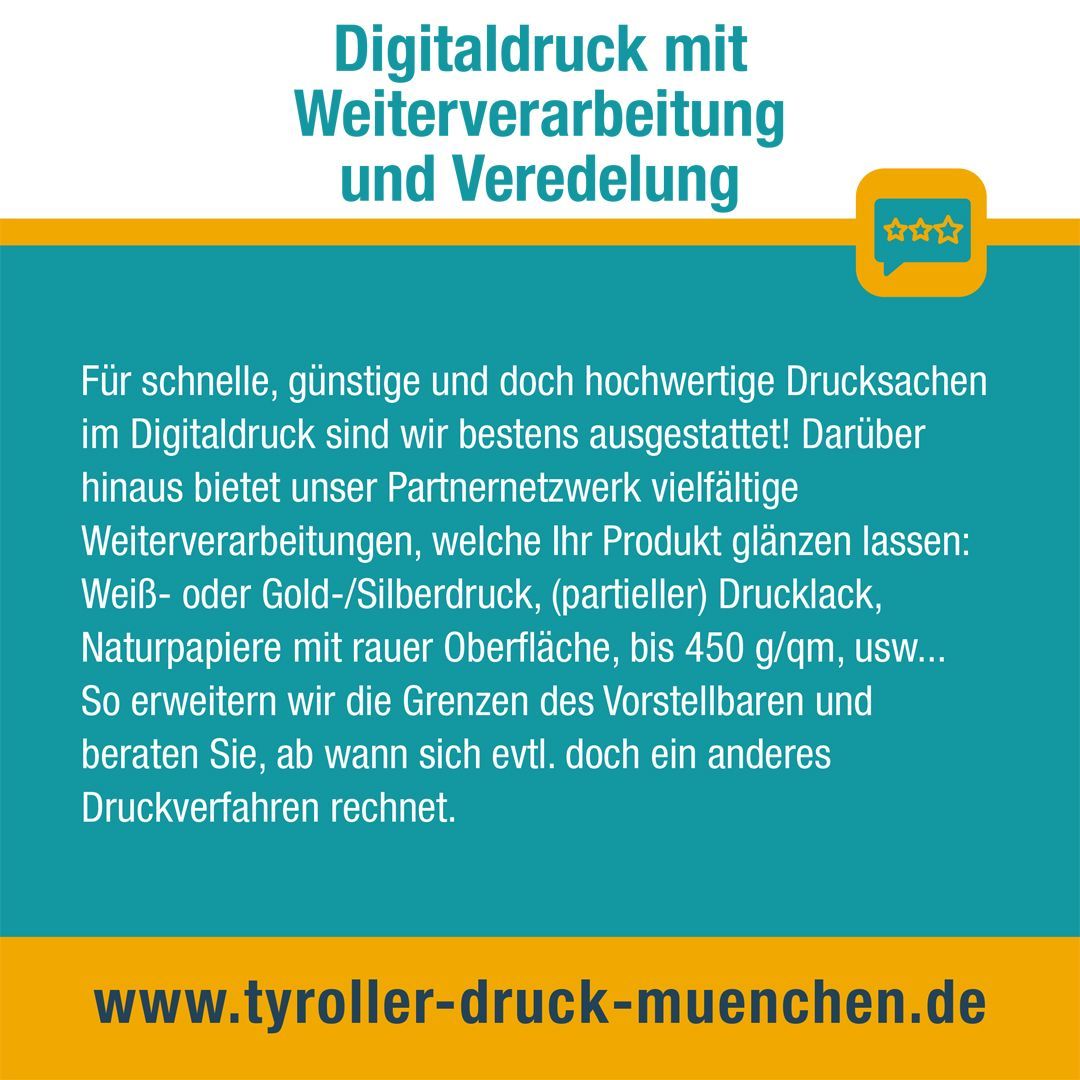 Digitaldruck mit Weiterverarbeitung und Veredelung