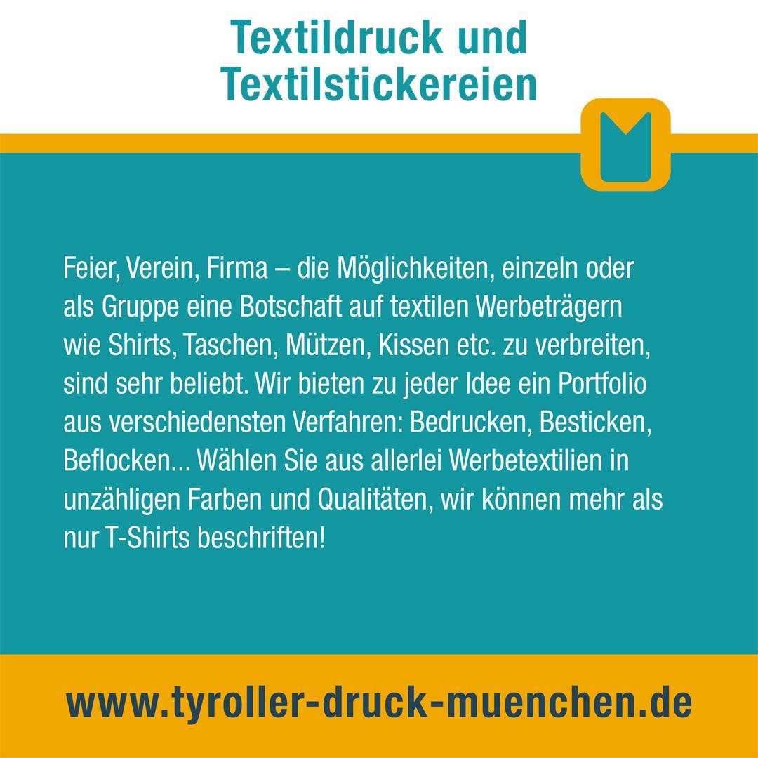 Textildruck und
Textilstickereien