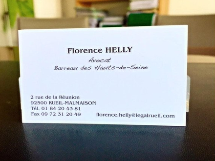 Carte de visite du cabinet d'avocat Florence Helly