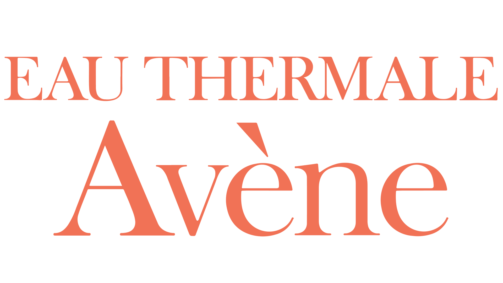 Logotipo Eau Thermale Avène en texto color coral.