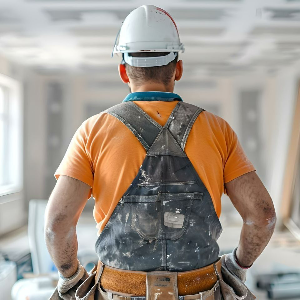 Homme dans une pièce en cours de rénovation
