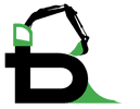 Ein schwarz-grünes Logo mit dem Buchstaben B und einem Bagger.