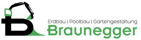 Ein Logo für Braunegger mit einem Bagger darauf