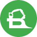Ein weißes Baggersymbol in einem grünen Kreis.