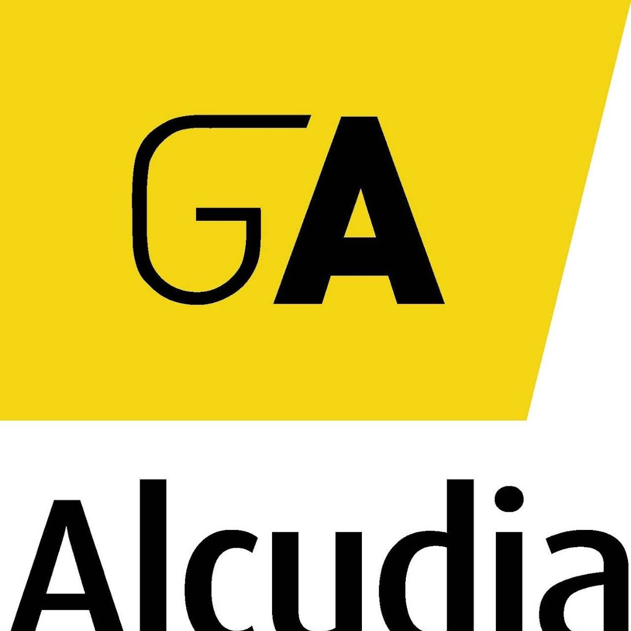 Un logotipo amarillo y negro para GA Alcudia.