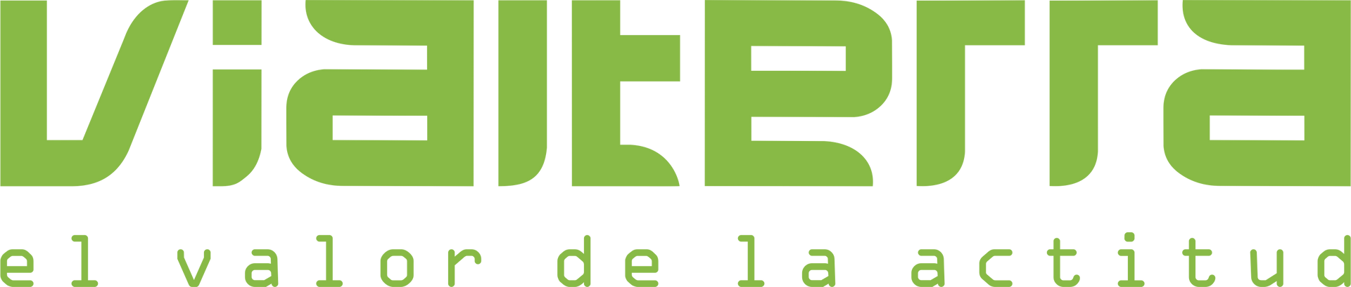 A green and white logo for valeria el valor de la actitud