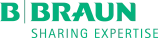 El logotipo de B Braun Sharing Experience es verde y blanco.