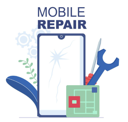 Logo de réparation de mobiles.