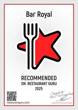 Bar Royal está recomendado en Restaurant Guru en 2025.