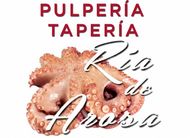Logo with octopus and text “Pulpería Tapería Río de Arosa” on a white background