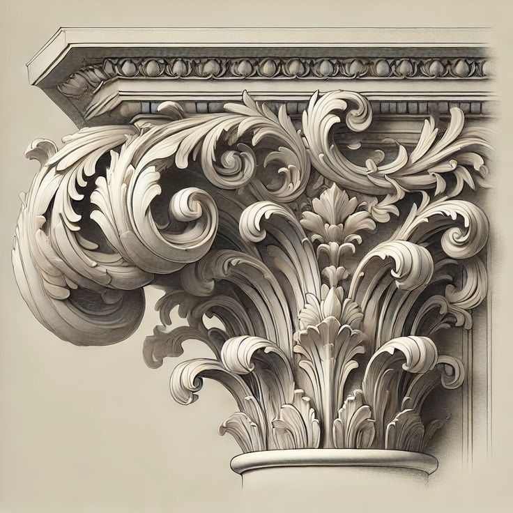 Cuatro columnas blancas están alineadas en una fila