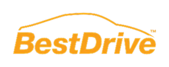 Logotipo de BestDrive, que presenta un contorno de automóvil estilizado sobre el texto