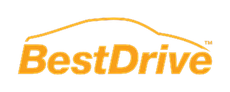 Logotipo de BestDrive, que presenta un contorno de automóvil estilizado sobre el texto 