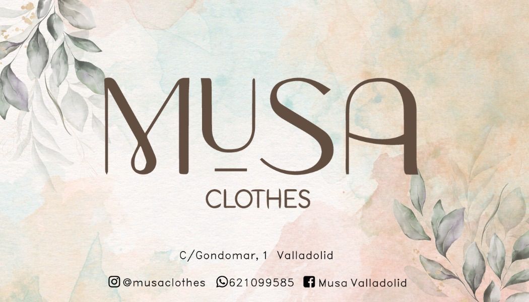 Un logotipo para una tienda de ropa llamada Musa Clothes.
