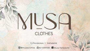 Un logotipo para una tienda de ropa llamada Musa Clothes.