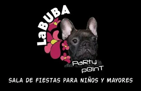 El logotipo de La Buba Party Point muestra un bulldog francés.