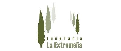 Un logotipo para Funeraria La Extrema con árboles.