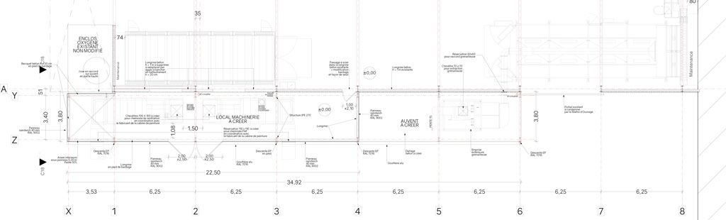 Plan architectural avec dimensions et indications des pièces.