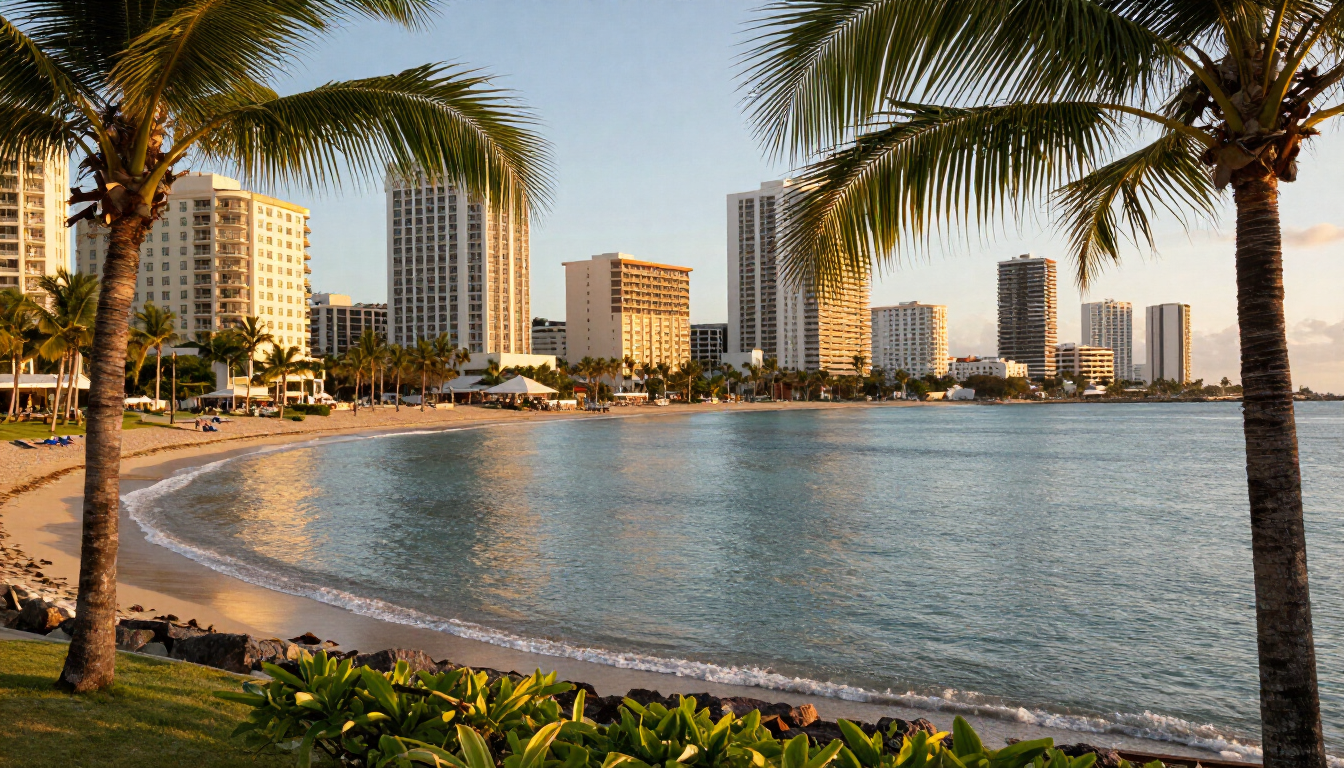 Condado beach at golden hour