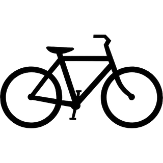 Una silueta en blanco y negro de una bicicleta sobre un fondo blanco.