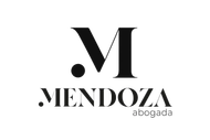 Logotipo en blanco y negro con la inscripci&oacute;n &ldquo;Mendoza abogada&rdquo; y una M estilizada sobre el nombre.